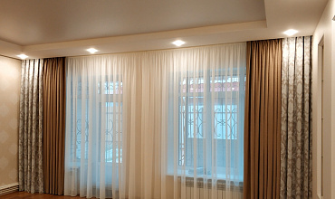 Пошив штор на тесьме в гостиной в стиле "Неоклассика"