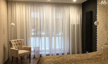 Пошив штор на тесьме в спальне в стиле "Скандинавский"