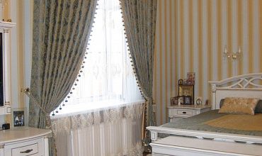 Пошив штор на тесьме в спальне в стиле "Классика"