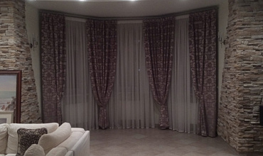 Пошив штор на тесьме в гостиной в стиле "Лофт"