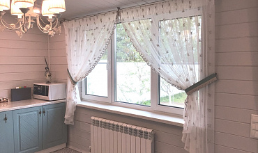 Пошив штор на тесьме в кухне в стиле "Прованс"