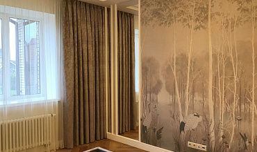 Пошив штор на тесьме в спальне в стиле "Скандинавский"