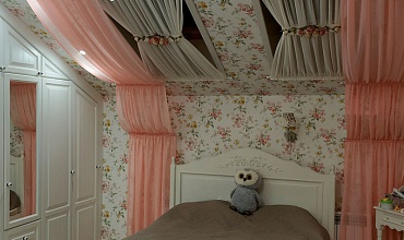 Пошив шторы-кафе в спальне в стиле "Прованс"