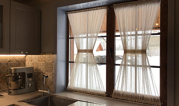 Пошив шторы-кафе в кухне в стиле "Скандинавский"