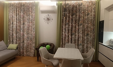 Пошив штор в кухне с растительным принтом  в стиле «Классический»